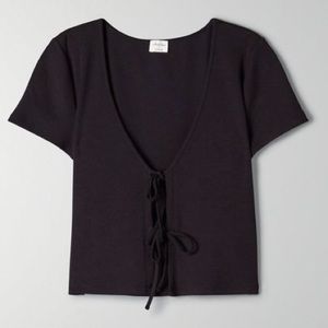 ARITZIA WILFRED ONLY TIE FRONT SHIRT